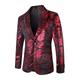 Black Gold Men's Sparkle Paisley Velvet Party Blazer Jacket Regular Tailored Fit Floral Single Breasted Two-buttons Black Gold Red Silver Royal Blue Purple Fuchsia Green 2024