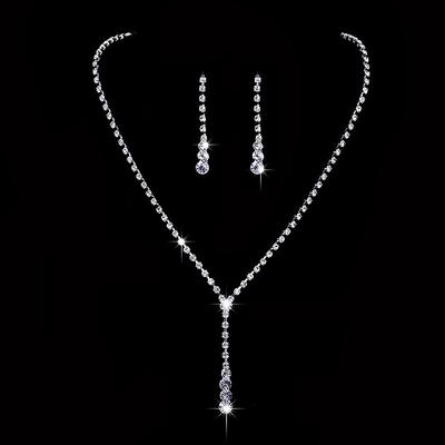 Drop Earrings AAA Cubic Zirconia Cubic Zirconia Women's Elegant Classic Simple Style Drop Jewelry Set For Wedding Anniversary Party Evening / Choker Necklace / Bridal Jewelry Sets / Engagement