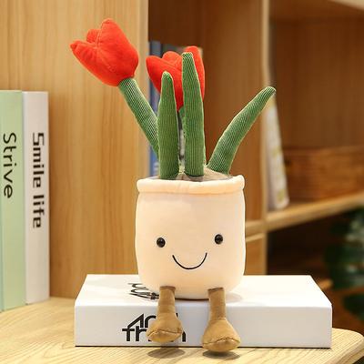 Creative Home Decoration Simulation Plant Tulip Succulent Doll Plush Toy Flower Potted Plant Decoration Cloth Doll