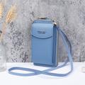 Women's Wallet Mobile Phone Bag PU Leather Office Daily Embossed Solid Color Light Blue Light Gray Lake blue