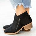 Women's Boots Chelsea Boots Suede Shoes Plus Size Outdoor Daily Solid Color Solid Colored Booties Ankle Boots Cuban Heel Round Toe Basic Classic Casual Suede Zipper Black Blue Orange