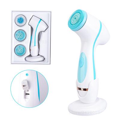 Ultrasonic Electric Facial Cleansing Brush 3 In 1 Silicone Rotating Face Brush Deep Cleaning Skin Exfoliation Waterproof Remove Blackheads Facial Massager