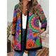 Women's Jacket Casual Jacket Regular Coat Floral Print Round Neck Regular Fit Casual Baroque Jacket Long Sleeve Green Blue Winter Fall Daily Holiday