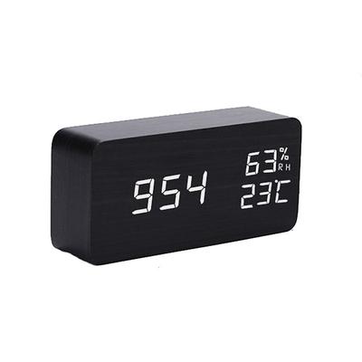 Wooden Alarm Clocks LED Digital Clock Electronics Mute Snooze Horloge Temperature and Humidity Display Desk Bedroom Decoration