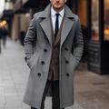 Men's Winter Coat Overcoat Peacoat Trench Coat Outdoor Daily Wear Fall Winter Polyester Thermal Warm Windbreaker Outerwear Clothing Apparel Fashion Streetwear Plain Lapel Double Breasted