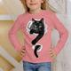 Kids 3D Print Cat T shirt Tee Long Sleeve Cat Animal Print Blue White Pink Children Tops Fall Casual Daily School Regular Fit 4-12 Years