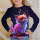 Kids 3D Print Cat T shirt Tee Long Sleeve Cat Animal Print Blue White Pink Children Tops Fall Casual Daily School Regular Fit 4-12 Years