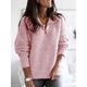 Women's Sweater Pullover Jumper Zipper Knitted Solid Color Stylish Basic Casual Long Sleeve Regular Fit Sweater Cardigans V Neck Stand Collar Fall Winter Spring Blue Gray Pink / Daily / Going out