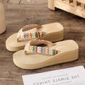 Women's Sandals Slippers Flip-Flops Flip-Flops Comfort Shoes Daily Beach Color Block Sunflower Summer Flower Wedge Heel Open Toe Vacation Cute Comfort Microfiber Tissage Volant Loafer 2211 apricot