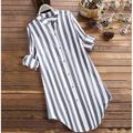 Women's Shirt Blouse Cotton Striped Daily Going out Weekend Button Long Sleeve Streetwear Basic Casual Shirt Collar Regular Fit Spring Fall Winter