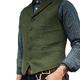 Men's Vest Waistcoat Wedding Event / Party Holiday Wedding Party Vintage 1920s Spring Fall Pocket Polyester Breathable Pure Color Single Breasted V Neck Regular Fit Black Army Green Light Grey Green