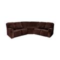 L Shape Sectional Recliner Sofa Covers Corner Sofa Velvet Stretch Reclining Couch Covers for Reclining Sofa Soft Washable(4 Backrest Cover Seat Cover,1 Coner Sofa Cover, 2 Armrest Cover)