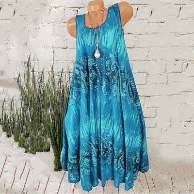 Women's Plus Size Curve Shift Dress Floral Round Neck Print Sleeveless Spring Summer Casual Random Print Short Mini Dress Casual Daily Dress