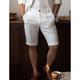 40% Linen Men's Shorts Linen Shorts Summer Shorts Button Up Pocket Plain Breathable Comfortable Short Daily Vacation Going out Classic Casual White Navy Blue