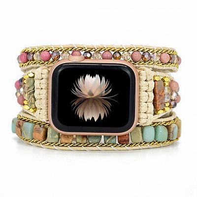 Handmade Braided Rope Compatible with Apple Watch band Women Multilayer Beaded Beads Strap Replacement Wristband for 38mm 40mm 41mm 42mm 44mm 45mm 49mm iwatch Series Ultra 8 7 6 SE 5 4 3 2 1