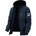Never Give Up Mens Graphic Hoodie Letter Prints Fashion Daily Casual Outerwear Zip Vacation Going Streetwear Hoodies Dark Blue Gray Long Outdoor Grey Fleece