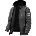 Never Give Up Mens Graphic Hoodie Letter Prints Fashion Daily Casual Outerwear Zip Vacation Going Streetwear Hoodies Dark Blue Gray Long Outdoor Grey Fleece