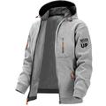 Never Give Up Mens Graphic Hoodie Letter Prints Fashion Daily Casual Outerwear Zip Vacation Going Streetwear Hoodies Dark Blue Gray Long Outdoor Grey Fleece