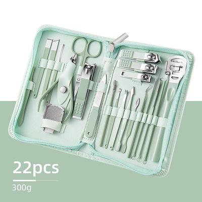 22pcs Professional Nail Clippers Pedicure Kit Stainless Steel Toenails Nail Files Ear Spoon, Grooming Kit For Travel