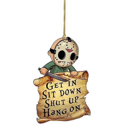 Halloween DIY Horror Movie Ornament Acrylic Rearview Mirror Hanging Charm Dangling Pendant for Car Decoration