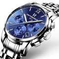 ONTHEEDGE Mens Watches Luxury Fashion Business Quartz Watch Stainless Steel Waterproof Clock Chronograph