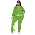 Women's Tracksuit Sweatsuit 2 Piece Athletic Winter Long Sleeve Thermal Warm Breathable Soft Fitness Running Jogging Sportswear Activewear Striped Black Yellow Light Green