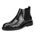 Men's Boots Dress Shoes Plaid Chelsea Boots Woven Shoes Vintage Business Outdoor Office Career PU Booties / Ankle Boots Loafer Wine Red Black Fall
