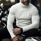 Men's Pullover Sweater Jumper Turtleneck Sweater Knit Sweater Ribbed Knit Regular Pitted Plain Roll Neck Keep Warm Modern Contemporary Casual Daily Wear Clothing Apparel Fall Winter Black White M L XL