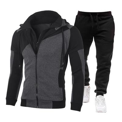 Men's Tracksuit Sweatsuit 2 Piece Athletic Winter Long Sleeve Thermal Warm Breathable Soft Fitness Running Jogging Sportswear Activewear Color Block Dark Grey White Red