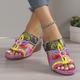 Women's Sandals Wedge Sandals Plus Size Outdoor Slippers Outdoor Daily Color Block Summer Cut Out Flower Wedge Heel Open Toe Vintage Casual Patent Leather Black Purple Orange