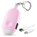 Women's Self Defense Personal Alarm Key Fob USB Rechargeable 130 dB Loud Security Alarm Whistle with LED Light Panic Button or Pull Pin Alarm Device Key Fob