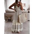 Women's Boho Chic Dresses Boho Wedding Guest Dress White Boho Dress Long Dress Maxi Dress Tassel Fringe Hollow Out Daily Vacation V Neck Sleeveless Summer Spring White Beige Pure Color