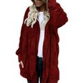 Women's Sherpa Jacket Fleece Teddy Coat Windproof Warm Maillard Home Daily Wear Vacation Going out Pocket Cardigan Hoodie Ordinary Modern Plush Solid Color Regular Fit Outerwear Long Sleeve