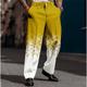 Christmas Men's Christmas Scene Printed Pants Snowflake Business Casual 3D Print Trousers Outdoor Street Wear to work Polyester Black and White Wine Yellow S M L High Elasticity Pants