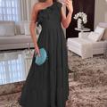 Women's Black Dress Hem Maxi Long Dress Maxi Dress Cold Shoulder Party Vacation Beach Elegant One Shoulder Sleeveless Black Red Color