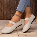 Women's Flats Mary Jane Plus Size Flyknit Shoes Daily Solid Color Flat Heel Round Toe Closed Toe Classic Comfort Tissage Volant Loafer Elastic Band Black White Pink