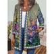 Women's Jacket Casual Jacket Floral Print Fall Regular Coat Round Neck Regular Fit Breathable Casual Jacket Long Sleeve Green Black Blue Daily Holiday