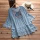 Shirt Boho Shirt Lace Shirt Blouse Women's White Pink Blue Floral Lace up Lace Street Daily Fashion Round Neck S