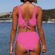 Women's Swimwear Bikini 2 Piece Normal Swimsuit Pleated 2 Piece High Waist Open Back Sexy Pure Color V Wire Vacation Stylish Bathing Suits