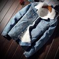 Men's Sherpa Jacket Jean Jacket Denim Jacket Daily Wear Vacation Wearproof Durable Pocket Winter Solid Color Warm Ups Comfort Turndown Regular Denim Black Blue Jacket