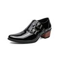 Men's Oxfords Monk Shoes Plus Size Height Increasing Shoes Casual British Wedding Party Evening Patent Leather Lace-up Bright Black Black Brown Spring Fall