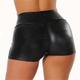 Women's Shorts Faux Leather Solid Colored Wine Black Streetwear High Waist Short Street Club