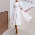 Women's Party Dress Casual Dress Swing Dress Midi Dress Black White Pink Short Sleeve Pure Color Backless Summer Spring Crew Neck Party Party Birthday Spring Dress 2023 S M L XL 2XL