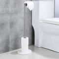 Free Standing Toilet Paper Holder Stand with Marble Base,304 Stainless Steel Rustproof Tissue Roll Holder Floor Stand Storage for Bathroom (Chrome)