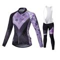 Women's Long Sleeve Cycling Jersey with Bib Tights White Black Bike Tights Clothing Suit, Breathable 3D Pad Quick Dry Patchwork High Elasticity Plus Size