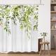 Shower Curtain with Hooks,Floral Plant Bright Green Watercolor Leaves on The Top Plant with Floral Bathroom Decoration Inch with Hooks