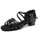 Women's Latin Shoes Dance Shoes Indoor Professional Samba Basic Sandal Heel Protection Low Heel Thick Heel Peep Toe Adults' Children's Tan Bright Black Black