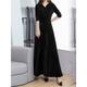 Women's Velvet Dress Swing Dress Semi Formal Dress Long Dress Maxi Dress Ruched Party Date Elegant Vintage V Neck Long Sleeve Black Wine Royal Blue Color