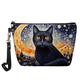 Women's Makeup Bag Pen Bag Wristlet Cosmetic Bag PU Leather Party Holiday Travel Print Large Capacity Lightweight Durable Cat Yellow Navy Blue Dark Blue