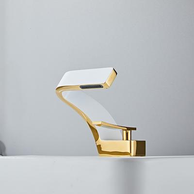 Bathroom Sink Faucet Single Handle One Hole Waterfall Mixer Basin Taps Brass, 7-shaped Bend Vessel Tap Chrome Brushed Nickel Black Gold